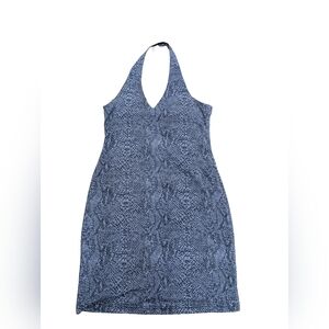 2/22$ Blue Snakeskin Print Sleeveless Dress